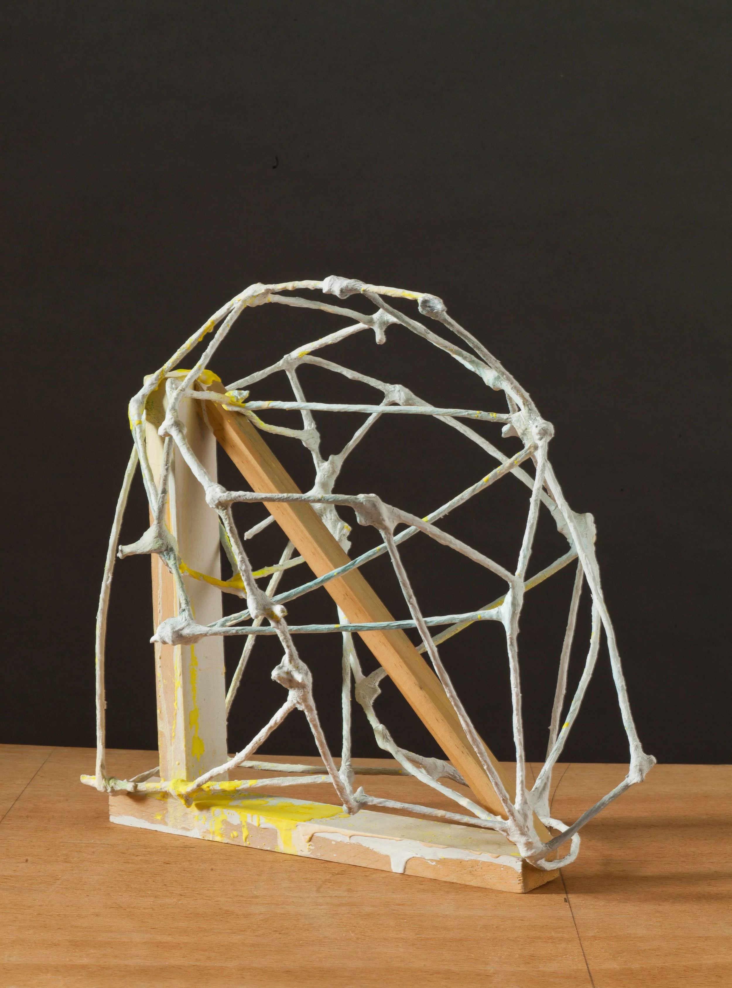 Lean To (dead reakoning) 15" x 6" x 5" handmade Abaca paper, wire, wood, 2012
