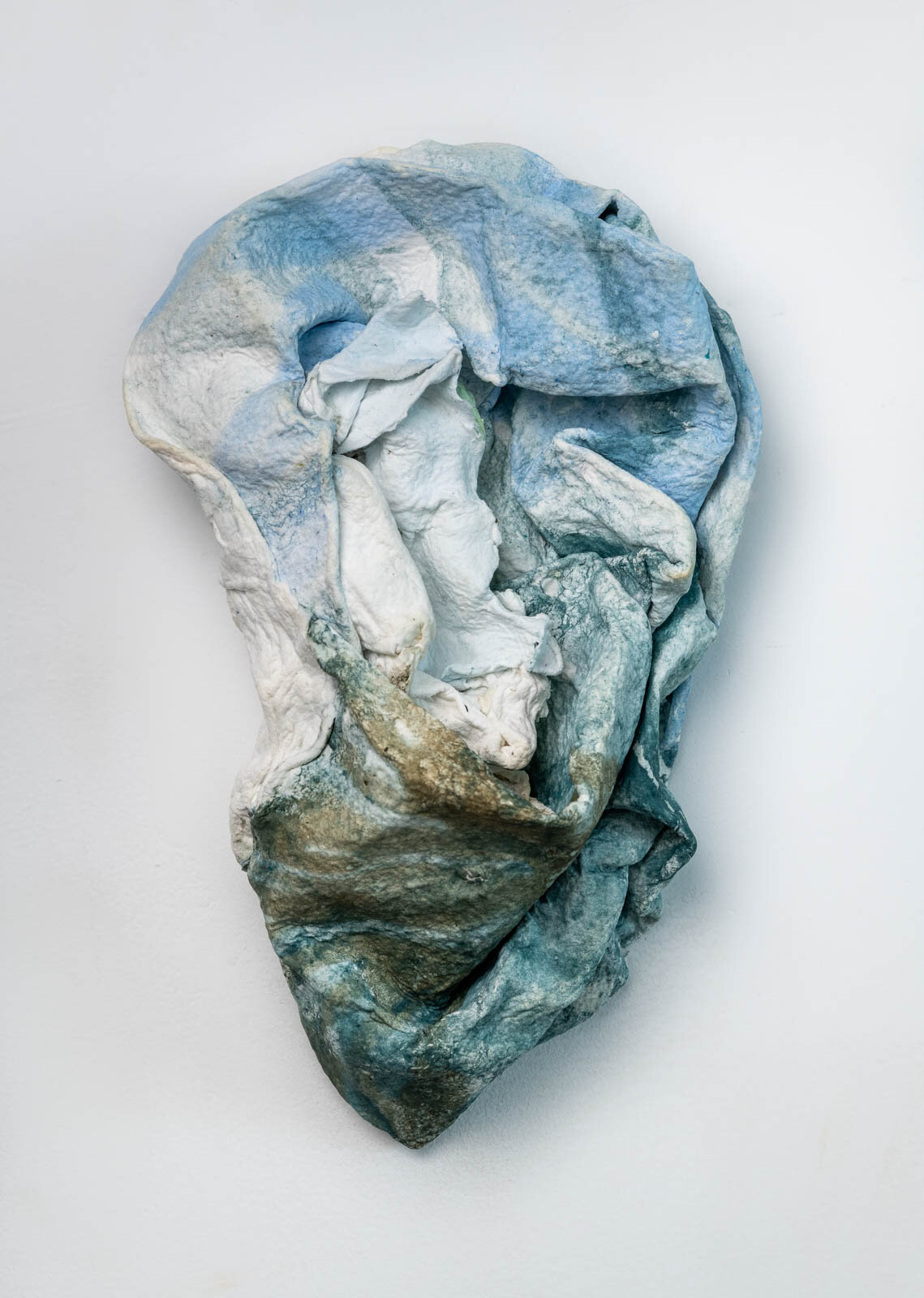 Bareroot 12" x 6" x 3" handmade paper, pulp paint, 2021