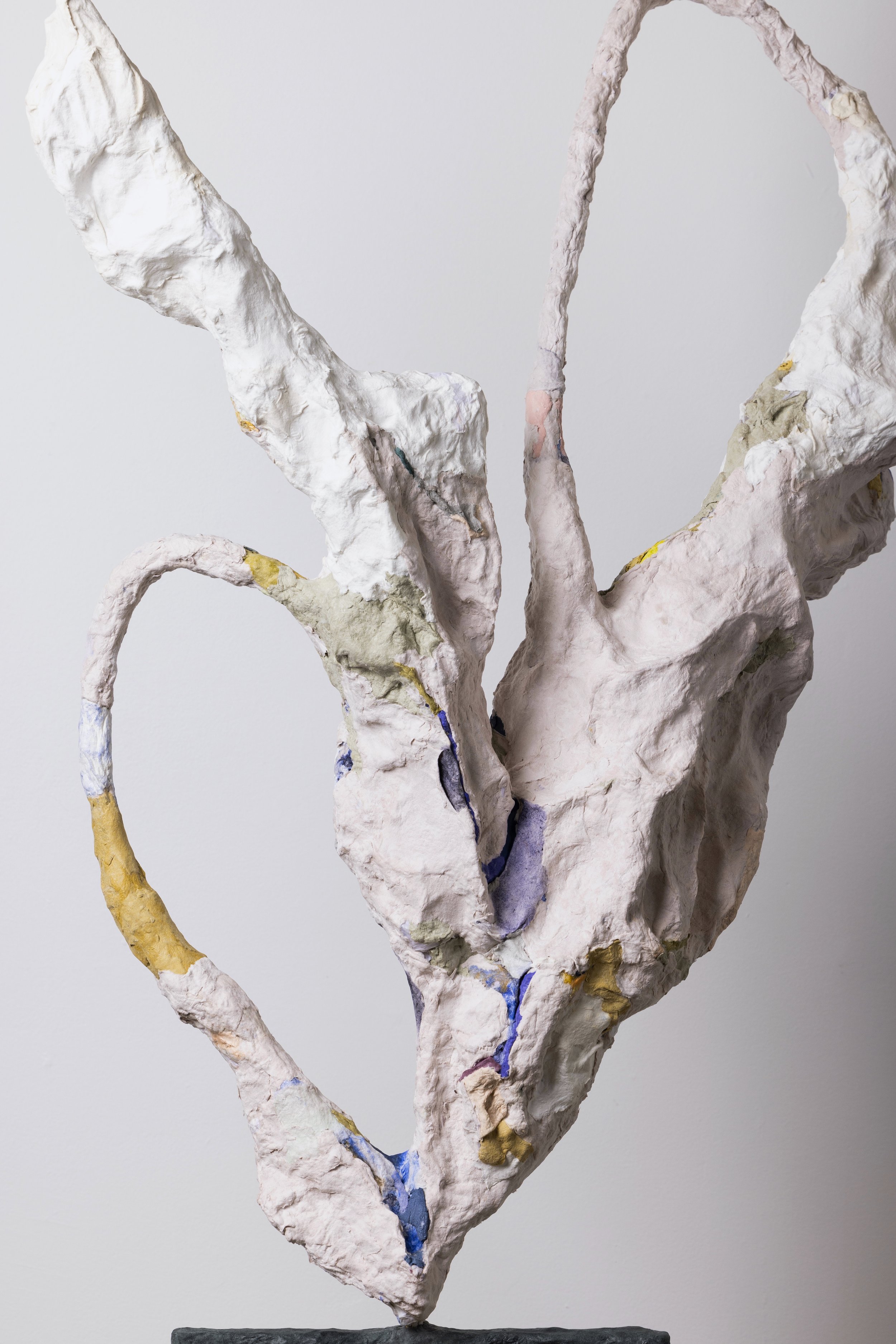 Enter Stone Like Water 85" x 25" x 17" handmade paper, pulp paint, paper mache, steel, 2024