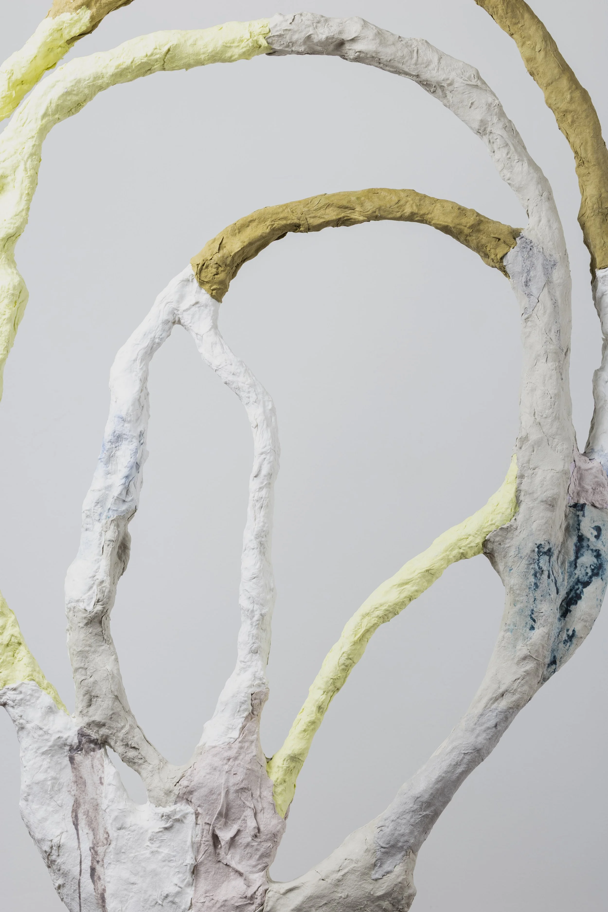 Handful of Dust 86” x 36” x 15” handmade paper, pulp paint, paper mache, steel, 2026