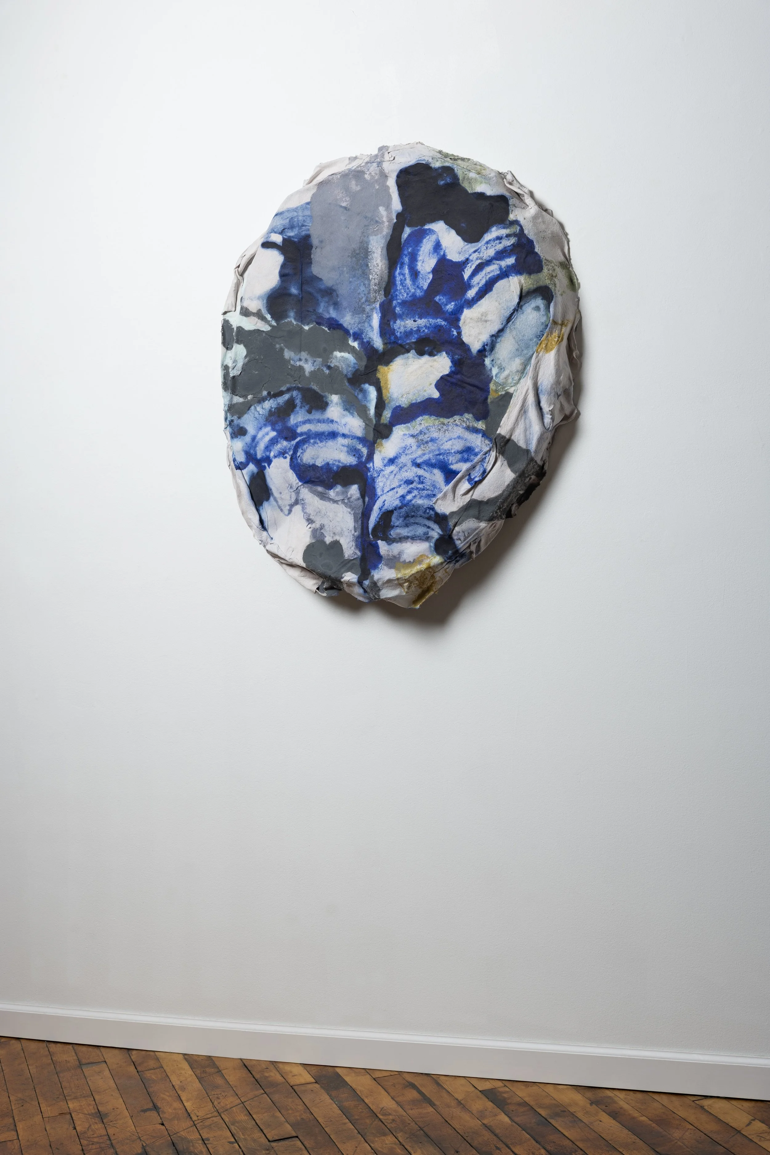 Handful of Dust 40” x 36” x 4” handmade paper, pulp paint, 2025