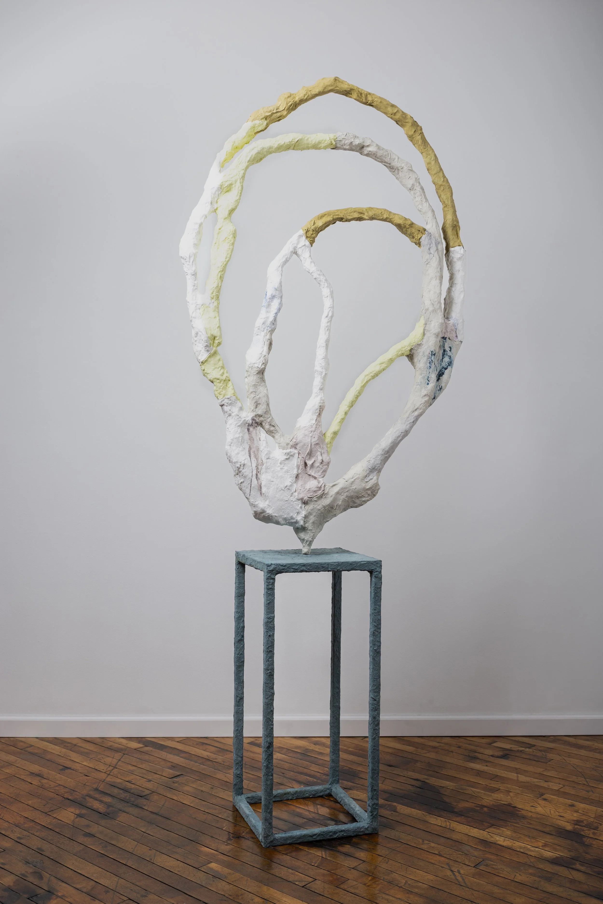 Handful of Dust 86” x 36” x 15” handmade paper, pulp paint, paper mache, steel, 2026