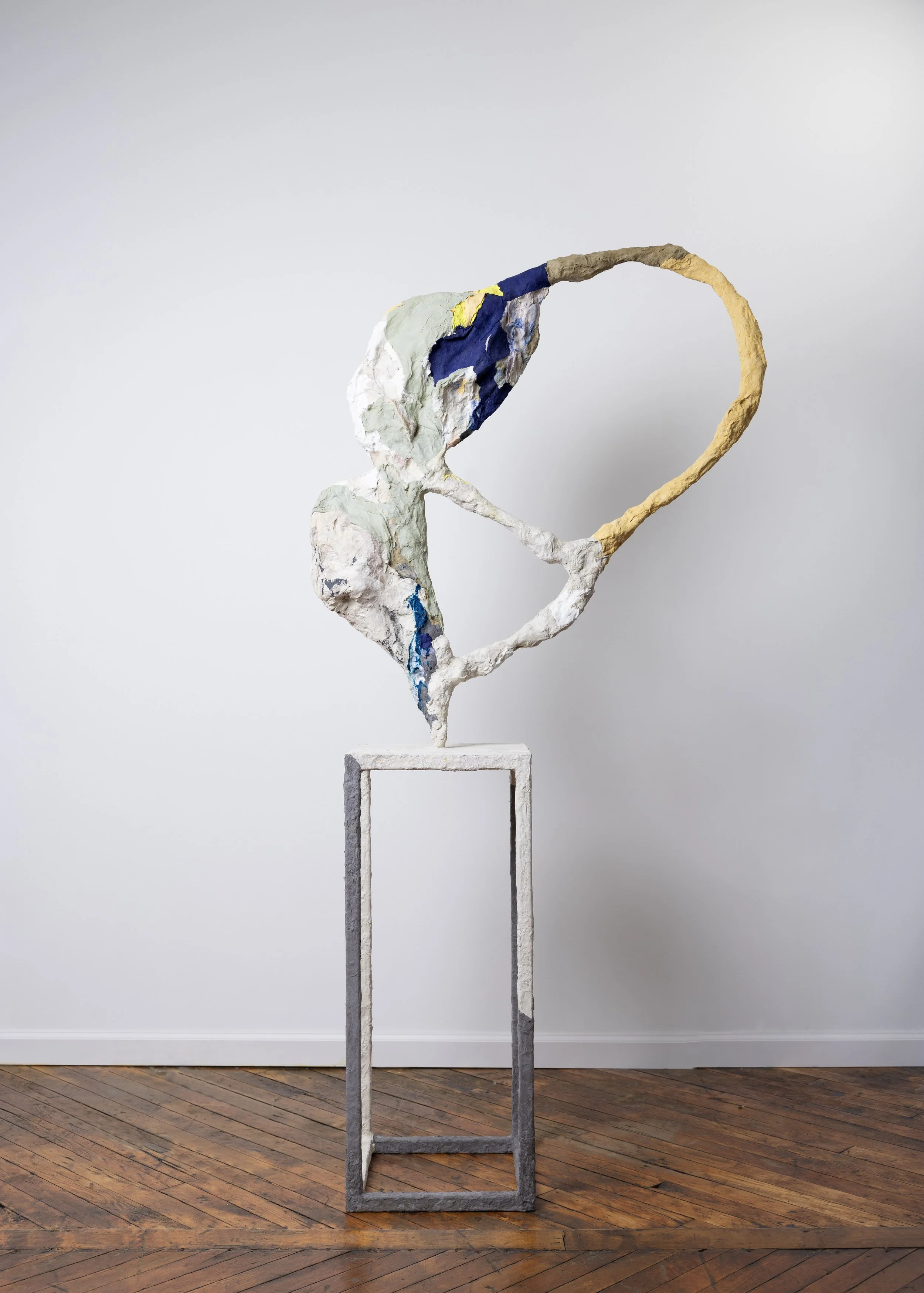 Whisper Wave 74” x 36” x 14.5” handmade paper, pulp paint, paper mache, steel, 2025