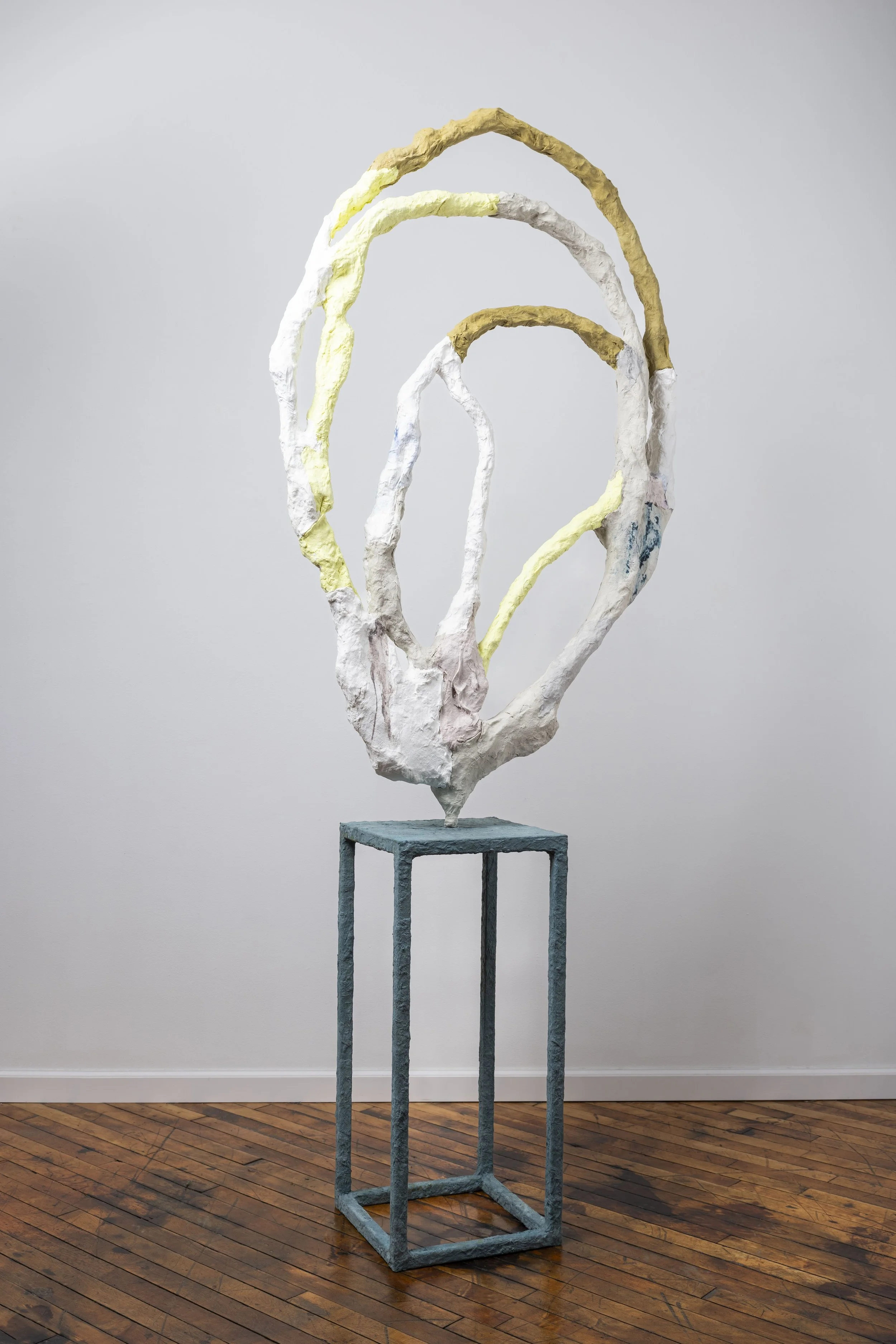 Handful of Dust 86” x 36” x 15” handmade paper, pulp paint, paper mache, steel, 2026