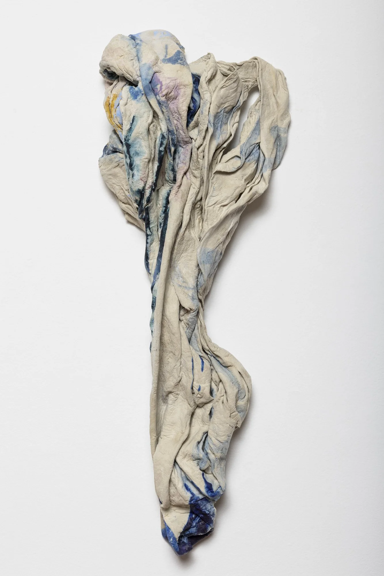 Dirge 25” x 8” x 9” handmade paper, pulp paint, 2026