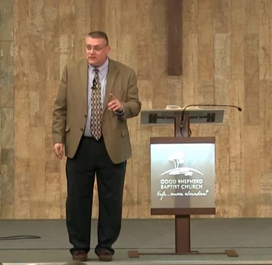 Dr. Brandenburg preaching at Good Shepherd Baptist Church, Brisbane, Australia