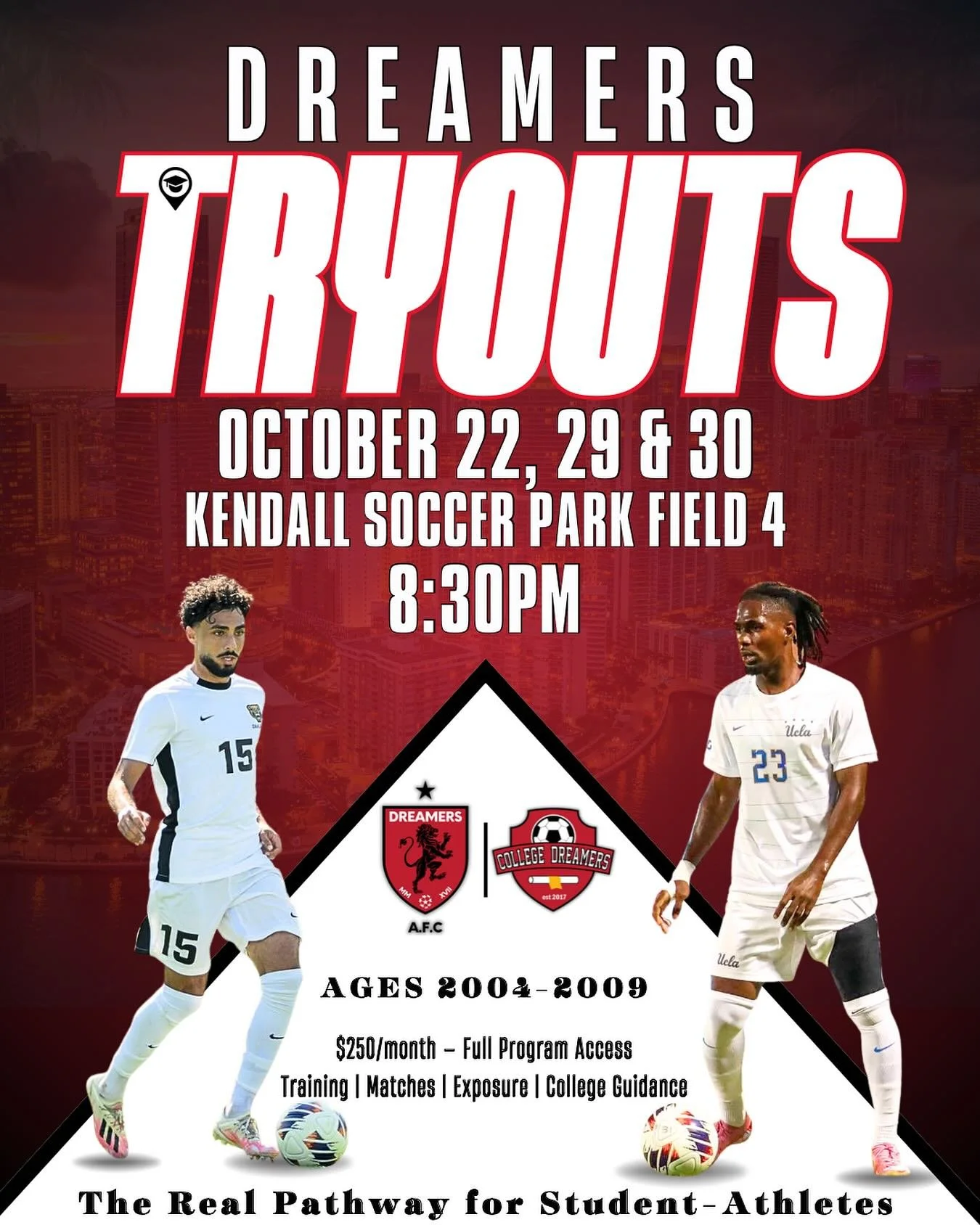 🚨𝐃𝐫𝐞𝐚𝐦𝐞𝐫𝐬 𝐄𝐱𝐭𝐞𝐧𝐝𝐞𝐝 𝐓𝐫𝐲𝐨𝐮𝐭𝐬!🚨

𝐅𝐫𝐨𝐦 𝐭𝐡𝐞 𝐌𝐢𝐚𝐦𝐢 𝐠𝐫𝐢𝐧𝐝 𝐭𝐨 𝐭𝐡𝐞 𝐜𝐨𝐥𝐥𝐞𝐠𝐞 𝐬𝐭𝐚𝐠𝐞 &mdash; 𝐭𝐡𝐢𝐬 𝐢𝐬 𝐰𝐡𝐞𝐫𝐞 𝐛𝐞𝐥𝐢𝐞𝐟 𝐭𝐮𝐫𝐧𝐬 𝐢𝐧𝐭𝐨 𝐨𝐩𝐩𝐨𝐫𝐭𝐮𝐧𝐢𝐭𝐲.

⚽️ 𝐓𝐫𝐚𝐢𝐧𝐢𝐧𝐠 &bull; ?