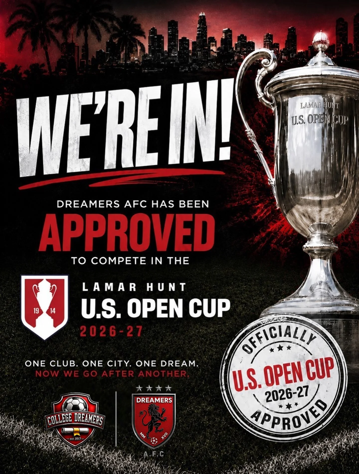 𝐀 𝐍𝐄𝐖 𝐂𝐇𝐀𝐏𝐓𝐄𝐑 𝐁𝐄𝐆𝐈𝐍𝐒.🔴⚪️⚫️

𝐅𝐨𝐫 𝐭𝐡𝐞 𝐟𝐢𝐫𝐬𝐭 𝐭𝐢𝐦𝐞 𝐢𝐧 𝐜𝐥𝐮𝐛 𝐡𝐢𝐬𝐭𝐨𝐫𝐲, 𝐃𝐫𝐞𝐚𝐦𝐞𝐫𝐬 𝐀𝐅𝐂 𝐢𝐬 𝐡𝐞𝐚𝐝𝐞𝐝 𝐭𝐨 𝐭𝐡𝐞 𝐋𝐚𝐦𝐚𝐫 𝐇𝐮𝐧𝐭 𝐔.𝐒. 𝐎𝐩𝐞𝐧 𝐂𝐮𝐩.🇺🇸🏆

𝐓𝐡𝐢𝐬 𝐢𝐬 𝐛𝐢𝐠𝐠𝐞𝐫 𝐭𝐡𝐚𝐧