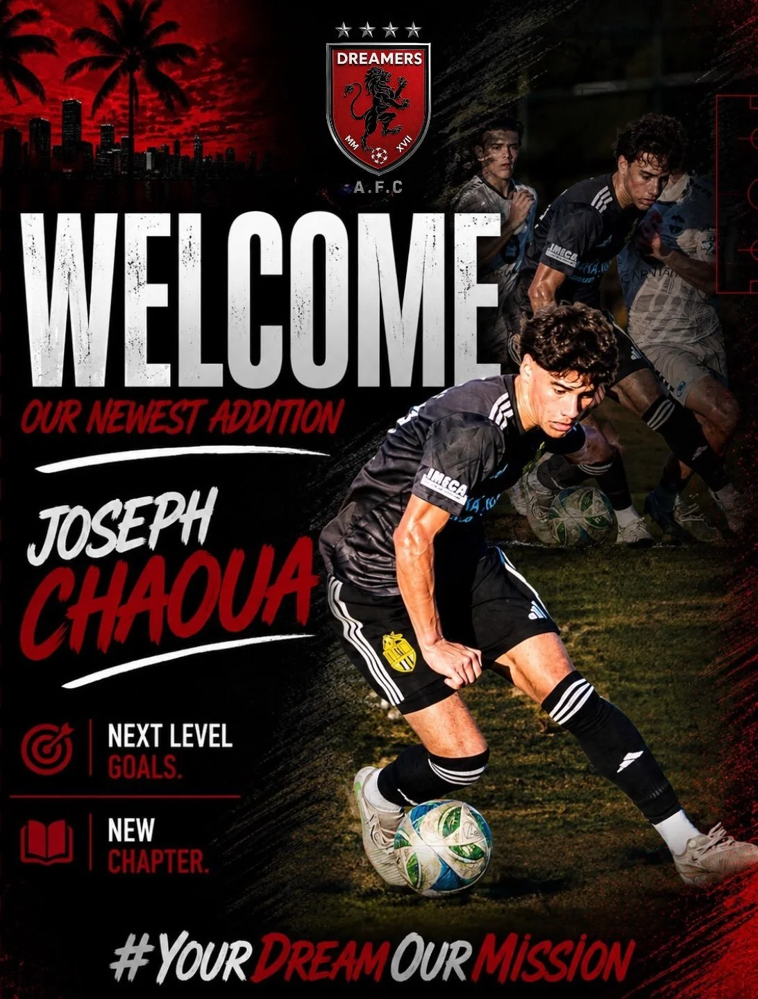 𝐓𝐰𝐨 𝐧𝐞𝐰 𝐟𝐚𝐜𝐞𝐬. 𝐎𝐧𝐞 𝐦𝐢𝐬𝐬𝐢𝐨𝐧.🔴⚫️

𝐖𝐞𝐥𝐜𝐨𝐦𝐞 𝐉𝐨𝐬𝐞𝐩𝐡 𝐂𝐡𝐚𝐨𝐮𝐚 &amp; 𝐂𝐚𝐫𝐥 𝐂𝐢𝐜𝐞𝐫𝐨𝐧 𝐭𝐨 𝐃𝐫𝐞𝐚𝐦𝐞𝐫𝐬 𝐀𝐅𝐂. 𝐓𝐰𝐨 𝐭𝐚𝐥𝐞𝐧𝐭𝐞𝐝 𝐲𝐨𝐮𝐧𝐠 𝐩𝐥𝐚𝐲𝐞𝐫𝐬 𝐫𝐞𝐚𝐝𝐲 𝐭𝐨 𝐰𝐨𝐫𝐤, 𝐝𝐞𝐯𝐞𝐥𝐨𝐩, 𝐜?