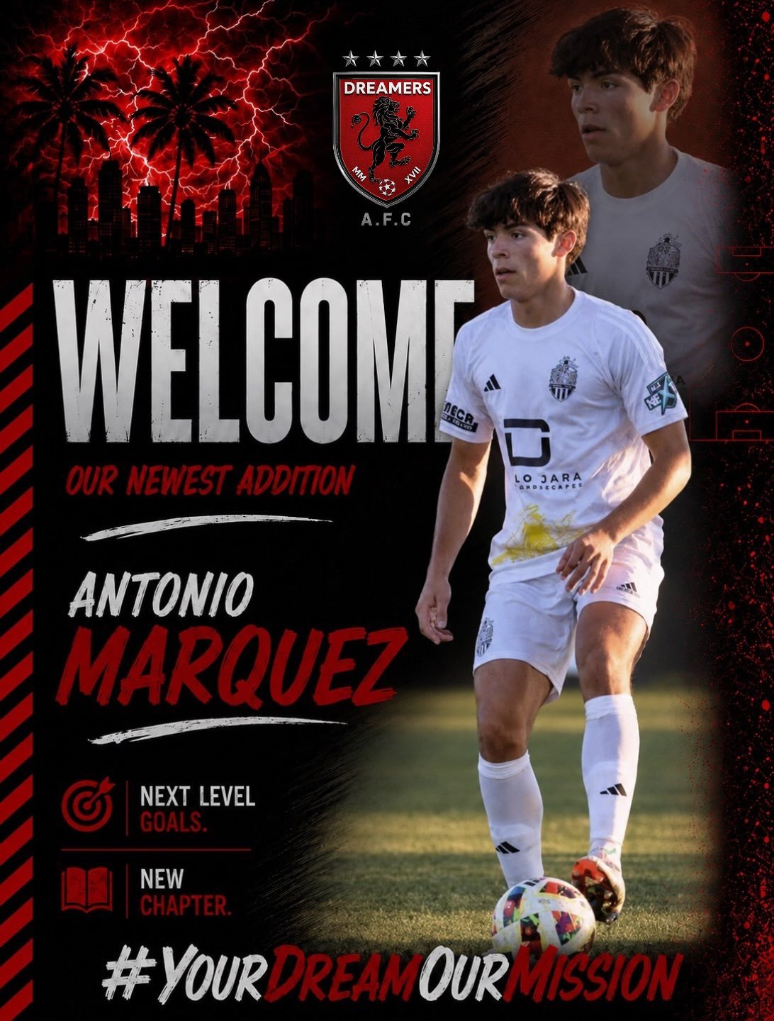 𝐓𝐡𝐫𝐞𝐞 𝐧𝐞𝐰 𝐚𝐝𝐝𝐢𝐭𝐢𝐨𝐧𝐬. 𝐎𝐧𝐞 𝐦𝐢𝐬𝐬𝐢𝐨𝐧. 🔴⚪️⚫️

𝐖𝐞𝐥𝐜𝐨𝐦𝐞 𝐀𝐧𝐭𝐨𝐧𝐢𝐨 𝐌𝐚𝐫𝐪𝐮𝐞𝐳, 𝐅𝐚𝐛𝐫𝐢𝐳𝐢𝐨 𝐁𝐮𝐬𝐭𝐨𝐬 𝐚𝐧𝐝 𝐕𝐢𝐜𝐞𝐧𝐭𝐞 𝐂𝐚𝐫𝐝𝐞𝐧𝐚𝐬 𝐭𝐨 𝐃𝐫𝐞𝐚𝐦𝐞𝐫𝐬 𝐀𝐅𝐂.

𝐓𝐡𝐫𝐞𝐞 𝐭𝐚𝐥𝐞𝐧𝐭𝐞𝐝 𝐲𝐨𝐮?