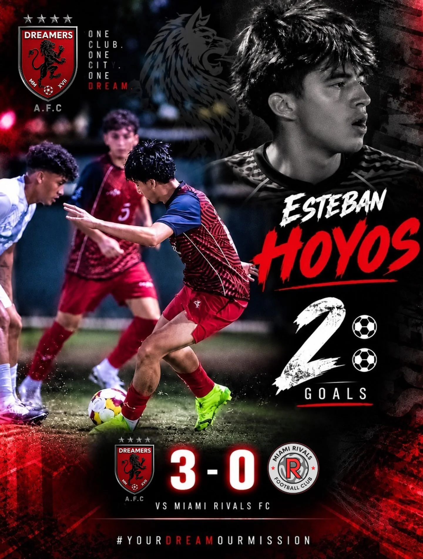 ⚽️🔥𝐄𝐒𝐓𝐄𝐁𝐀𝐍 𝐇𝐎𝐘𝐎𝐒 𝐎𝐍 𝐓𝐇𝐄 𝐃𝐎𝐔𝐁𝐋𝐄!

𝐓𝐰𝐨 𝐠𝐨𝐚𝐥𝐬. 𝐎𝐧𝐞 𝐛𝐢𝐠 𝐩𝐞𝐫𝐟𝐨𝐫𝐦𝐚𝐧𝐜𝐞. 🎯🎯

𝐄𝐬𝐭𝐞𝐛𝐚𝐧 𝐇𝐨𝐲𝐨𝐬 𝐝𝐞𝐥𝐢𝐯𝐞𝐫𝐬 𝐚 𝐛𝐫𝐚𝐜𝐞 𝐚𝐬 𝐃𝐫𝐞𝐚𝐦𝐞𝐫𝐬 𝐀𝐅𝐂 𝐭𝐚𝐤𝐞𝐬 𝐡𝐨𝐦𝐞 𝐚 𝟑-𝟎 𝐯𝐢𝐜𝐭𝐨𝐫𝐲 