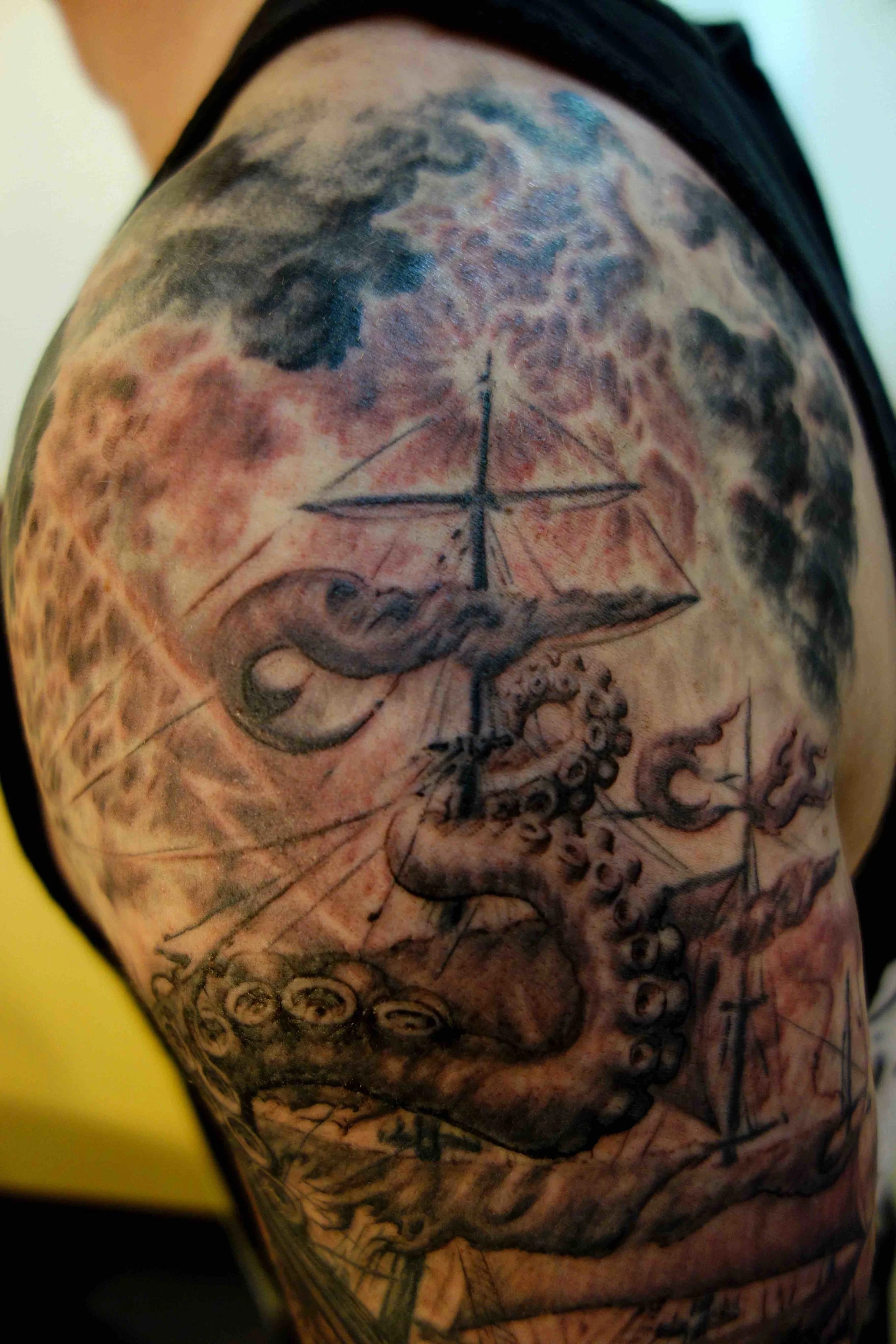 octopus and ship