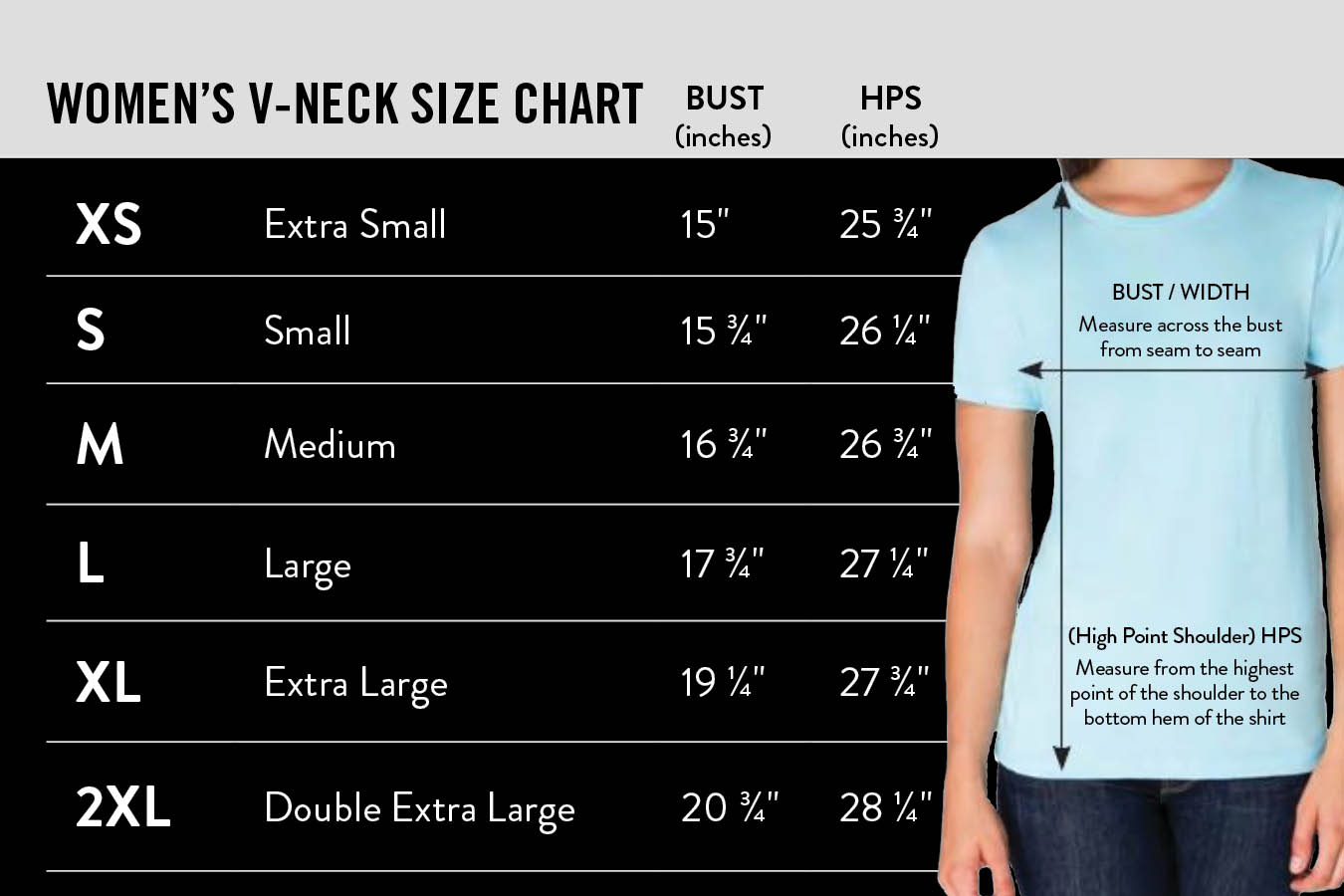 Women Shirt Size Chart