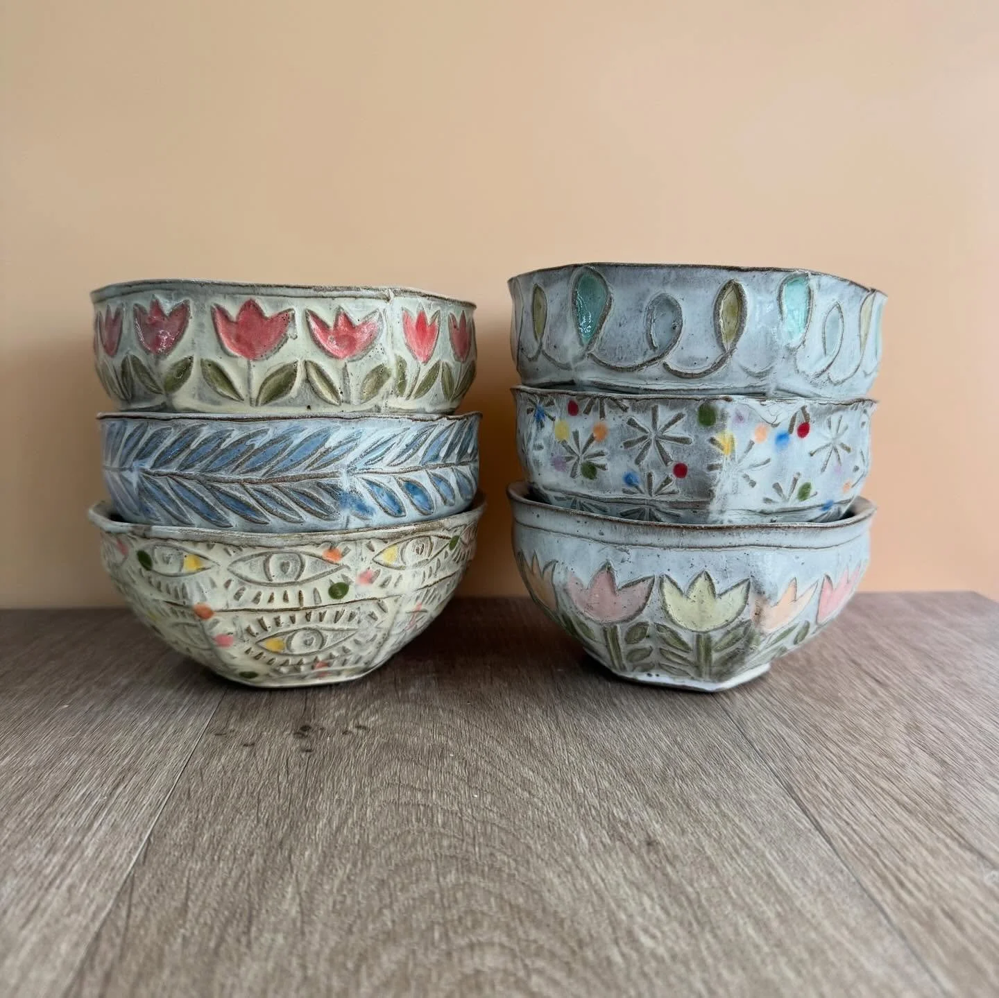 Guess who finally took pictures of her pottery? Here are some little yogurt bowls that came out of the last few kiln loads. This, along with the earlier post of bowls, are some new favs.