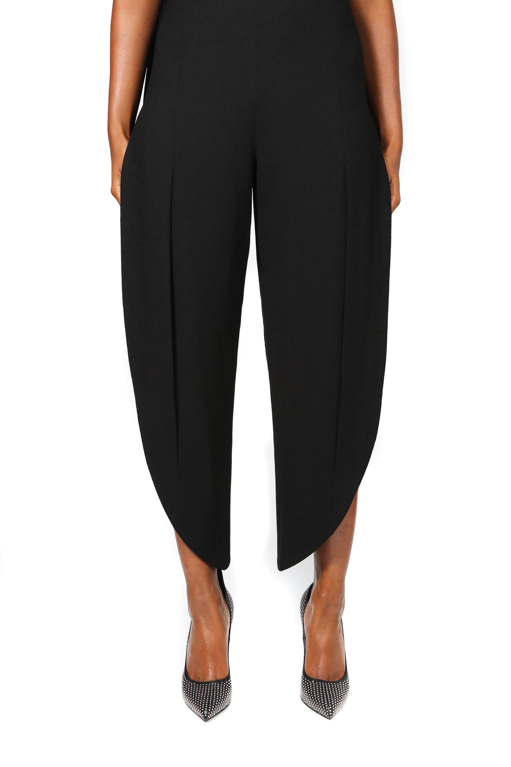 Pleated Petal Cut Pant w/ Side Split