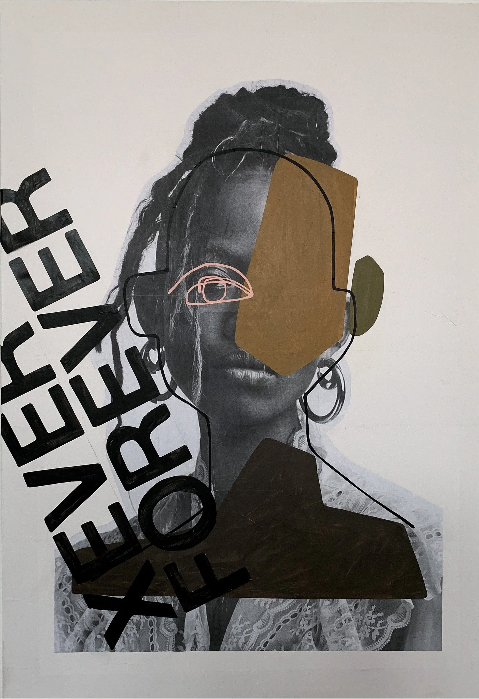 FOREVER AWAKE, 2018 ACRYLIC X PAPER ON WOOD 28X40 INCHES — SOLD