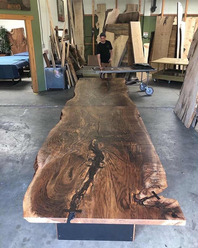44&rdquo;x16&rsquo; Oregon black walnut conference room table mocked up and ready for install in the new Carlsbad office of TCR.