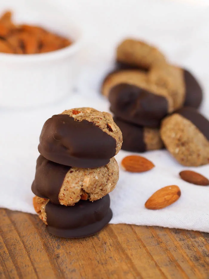 Dark Chocolate Dipped Chai Almond Cookies