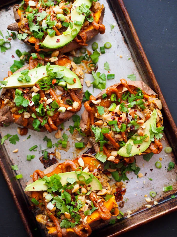 Thai Tempeh Vegan Stuffed Sweet Potatoes Recipe