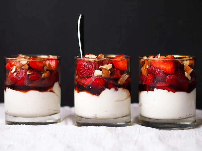 Balsamic Macerated Strawberry Yogurt Cups