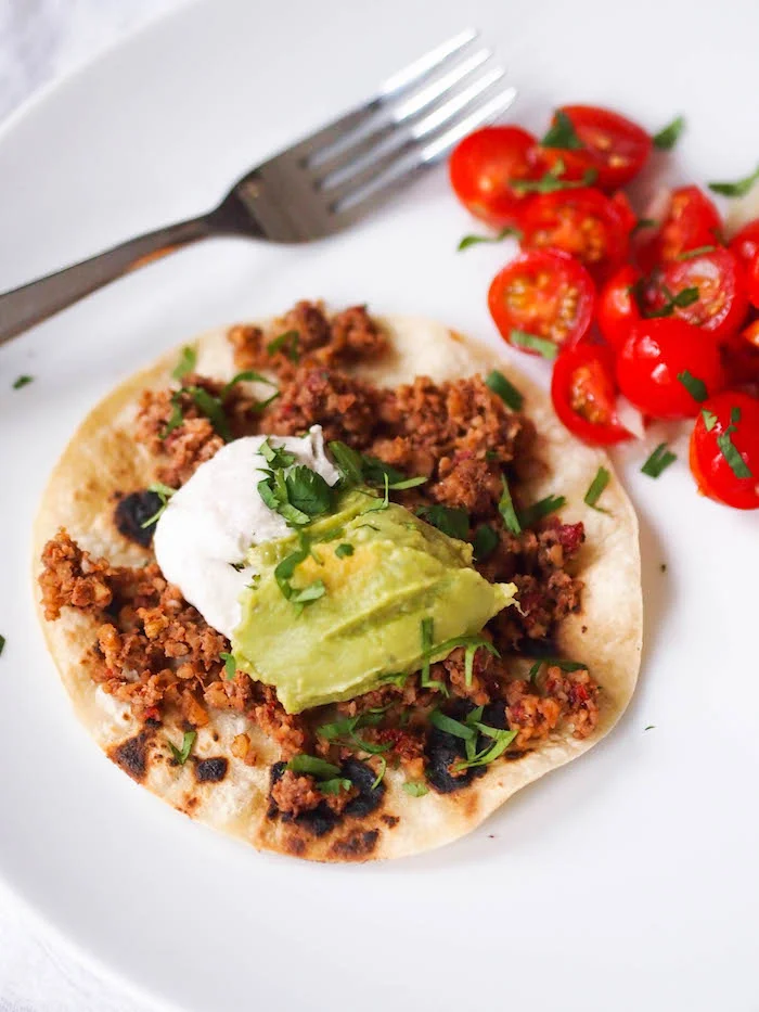Raw Walnut Meat Tacos with Cashew Sour Cream