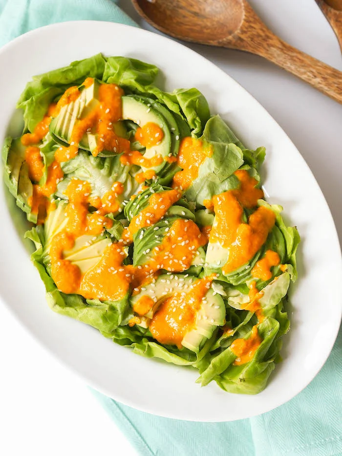 Avocado Salad with Carrot Ginger Dressing