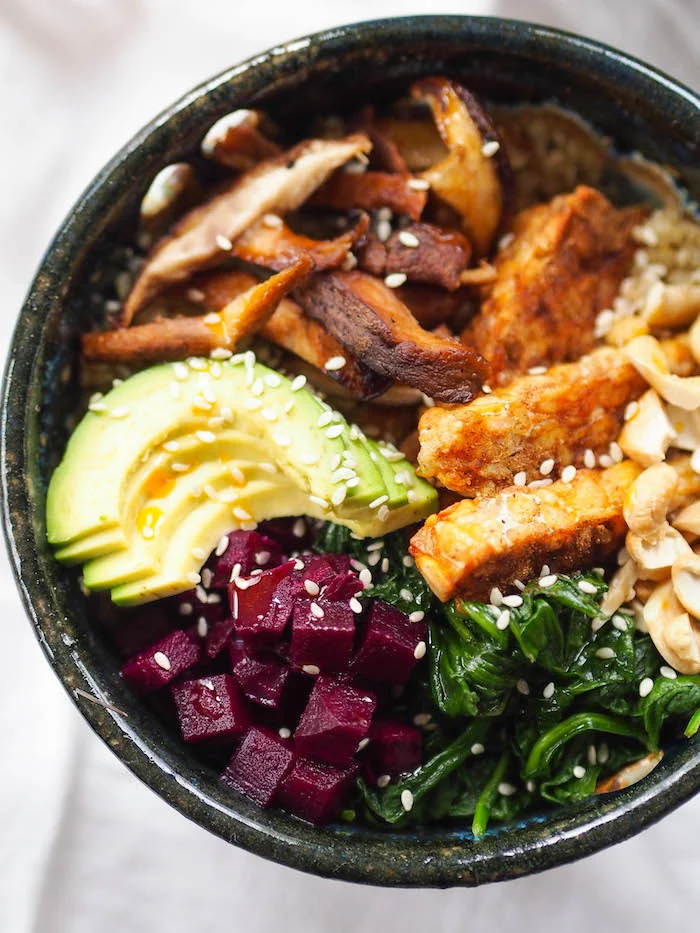 Quinoa Shiitake Bowl with Tempeh