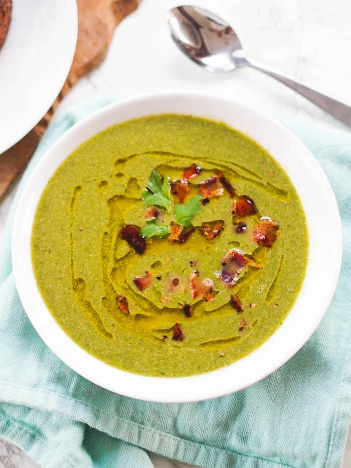 Spinach Apple Soup with Goat and Cheddar Grilled Cheese