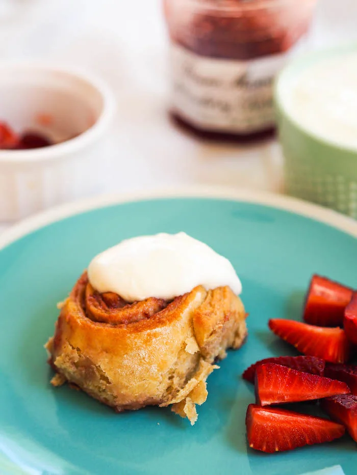 Strawberry Spiral Rolls with Lemon Yogurt Frosting