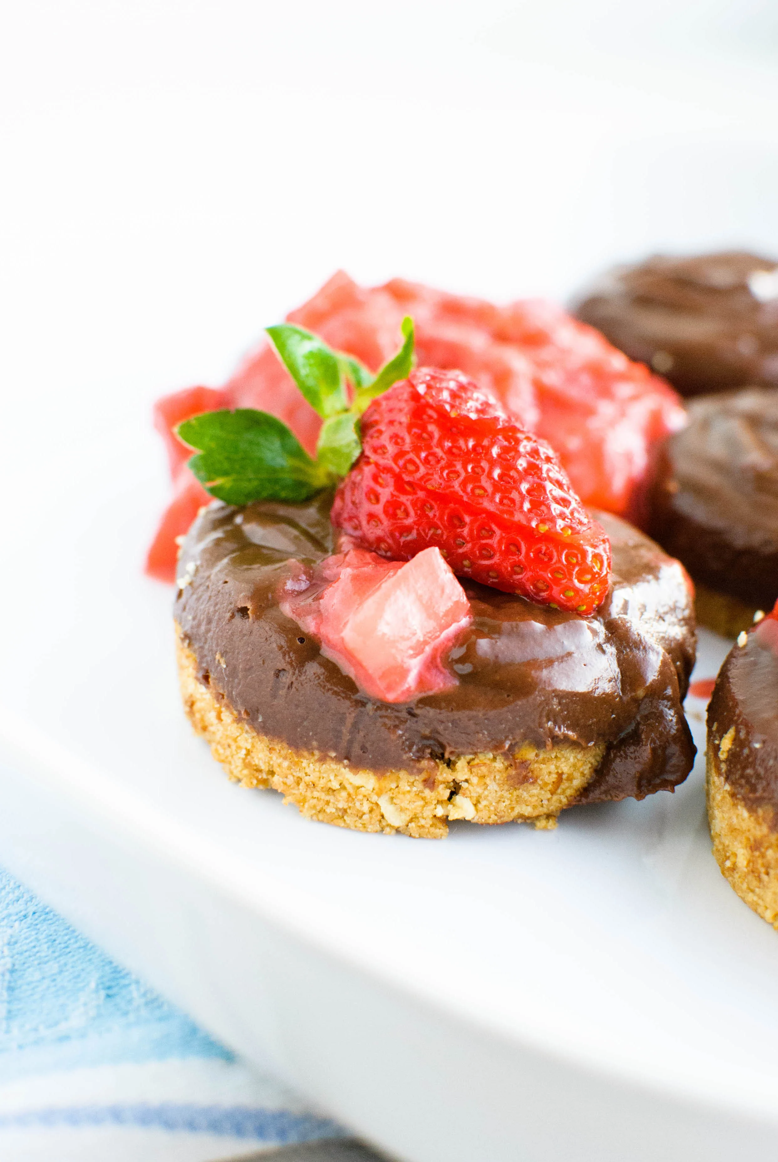 Chocolate Silk Pie with Strawberry Rhubarb Topping