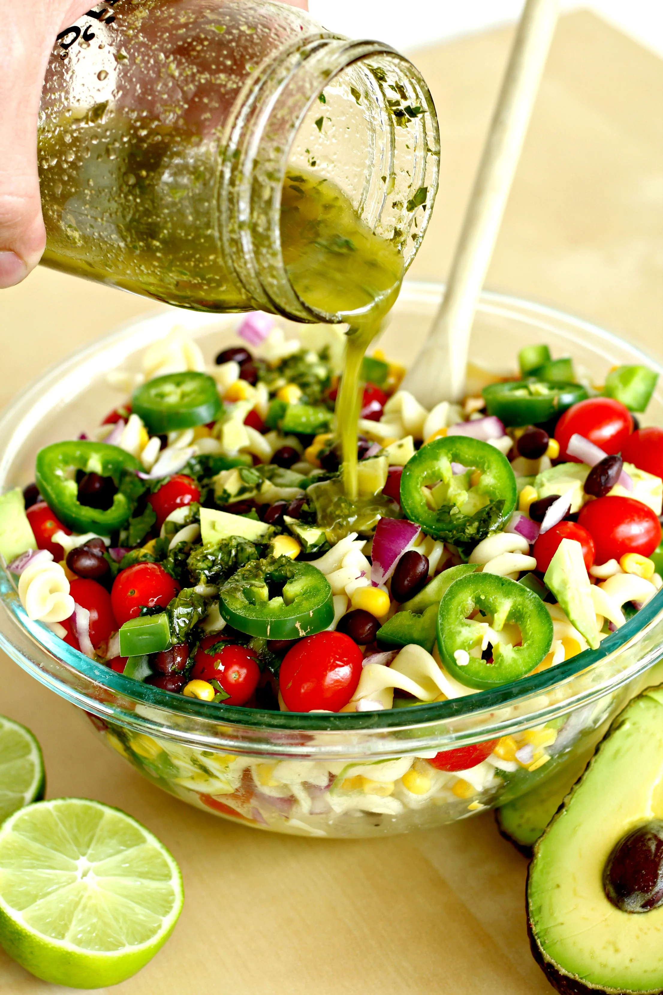 Pasta Salad with Black Beans, Avocado and Cilantro-Lime Vinaigrette