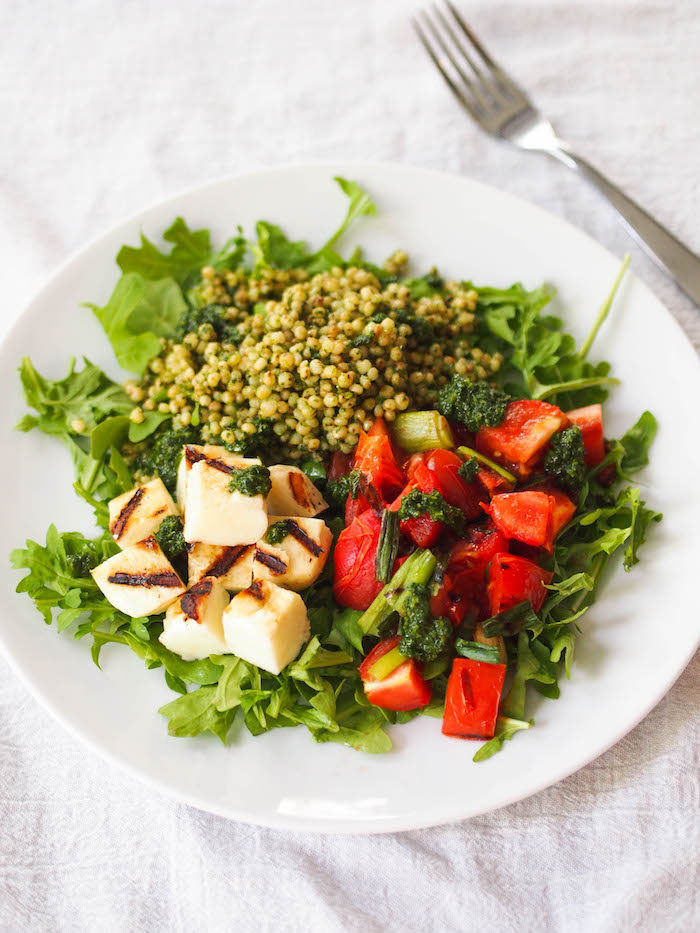 Halloumi and Tomato-Scallion Salad 