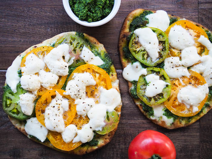 Grilled Naan Pizza with Kale Pesto