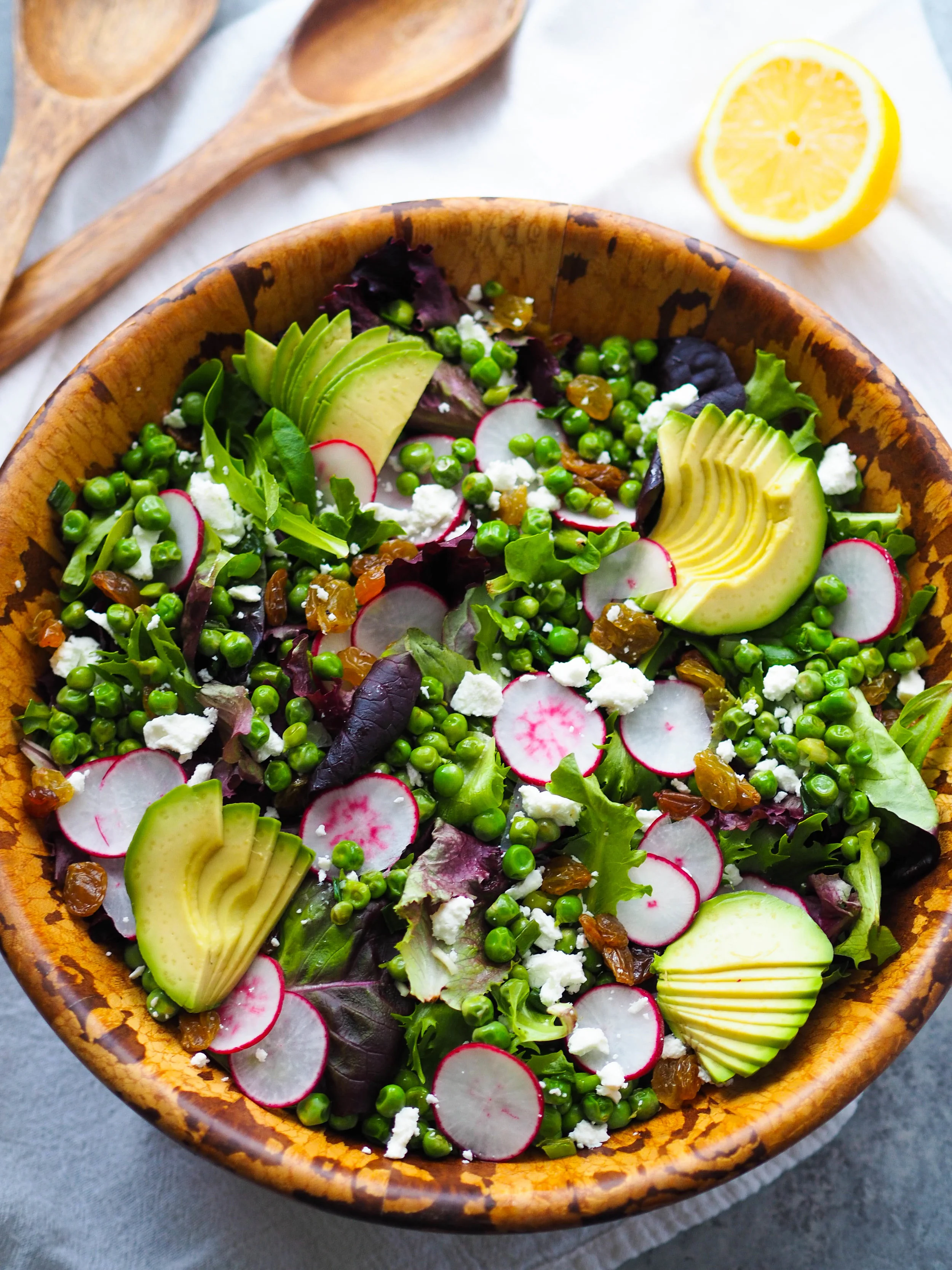 Spring Salad with Sauteed Peas and Scallions