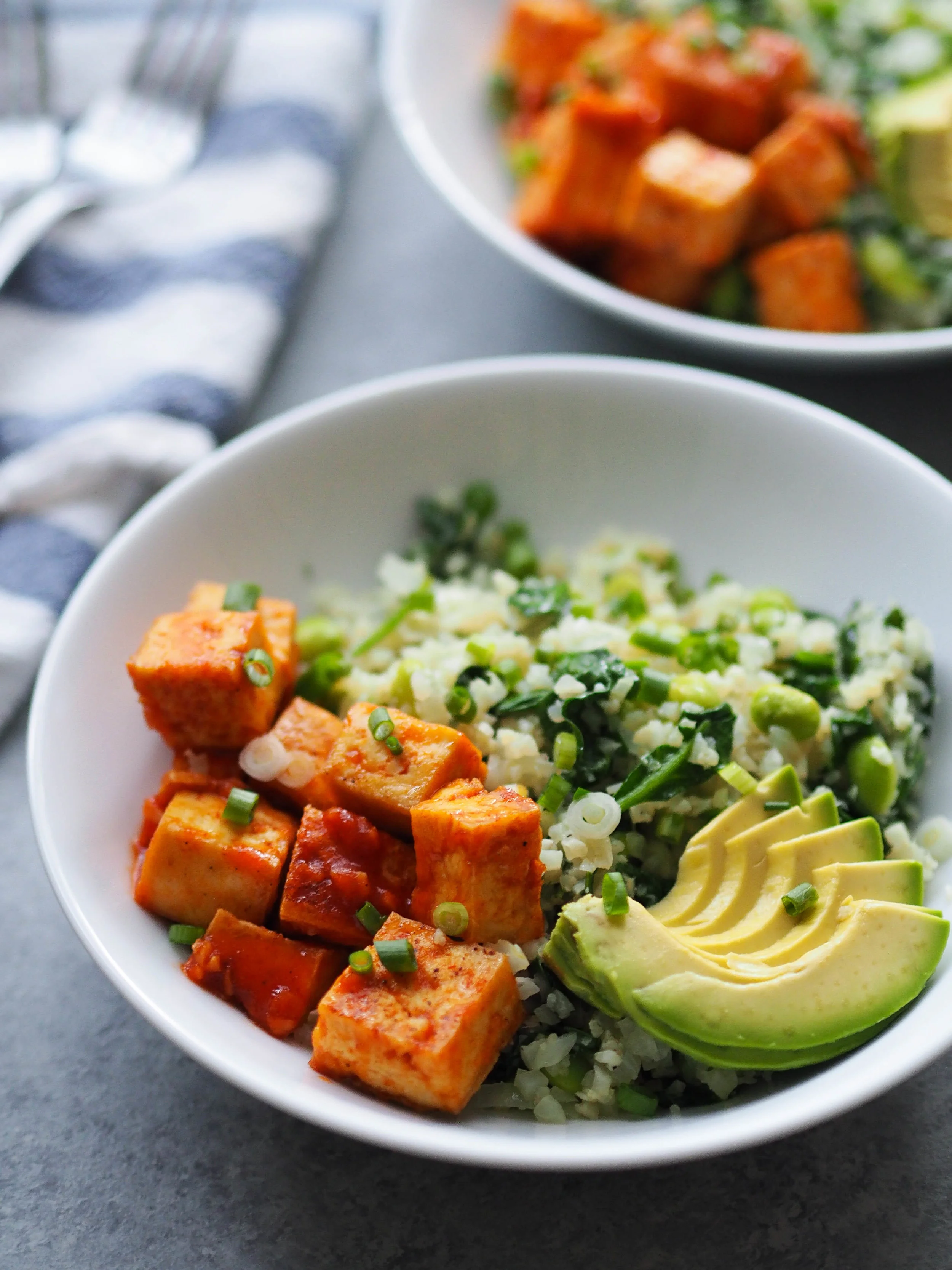 Cauliflower Rice and Tofu Bowl with SrirachaLime Sauce — Registered