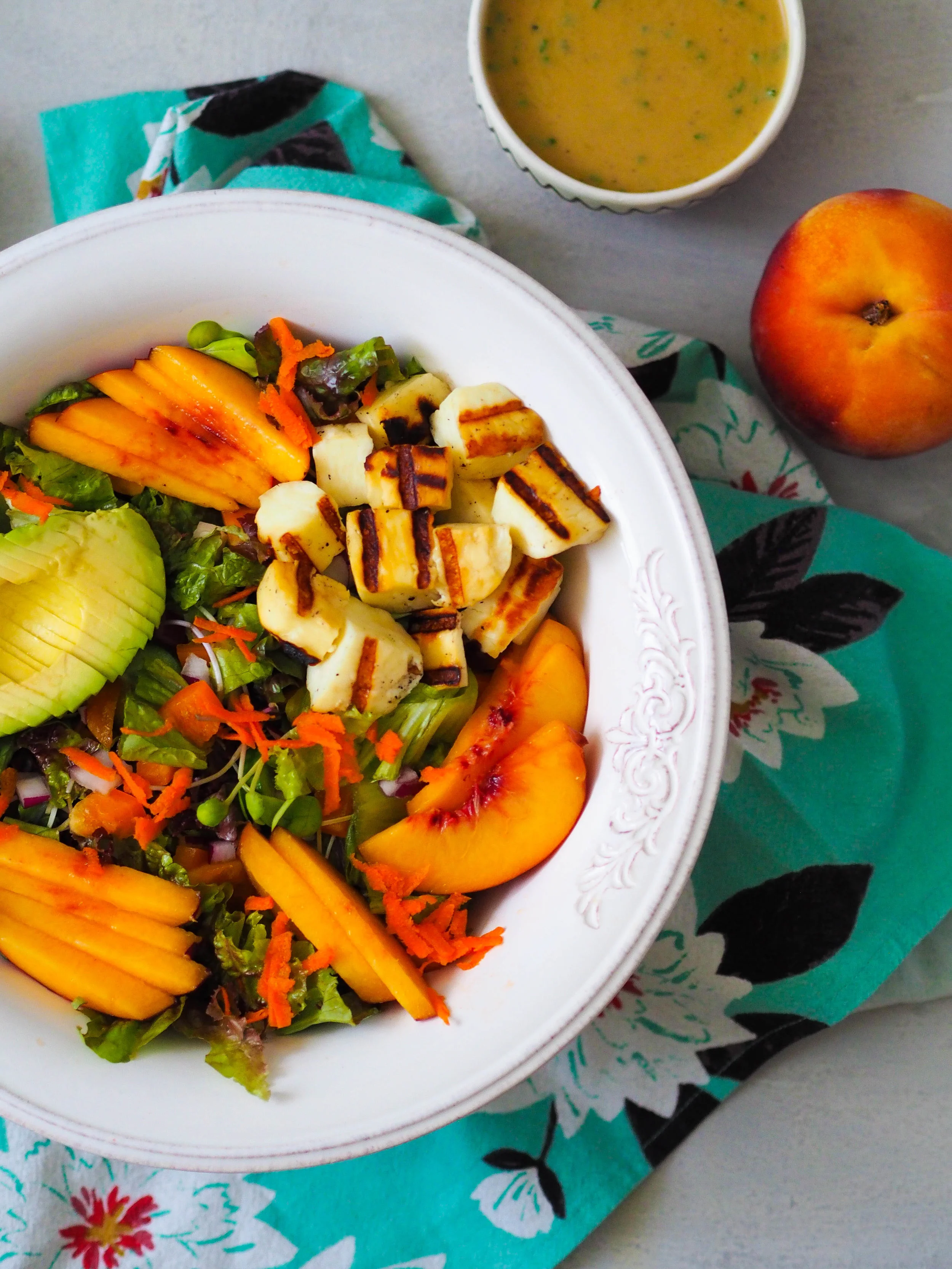 Grilled Halloumi and Peach Salad with LemonTahini Dressing — Registered Dietitian Columbia SC