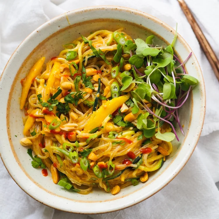 Kelp Noodle and Mango Salad with Peanut Sauce