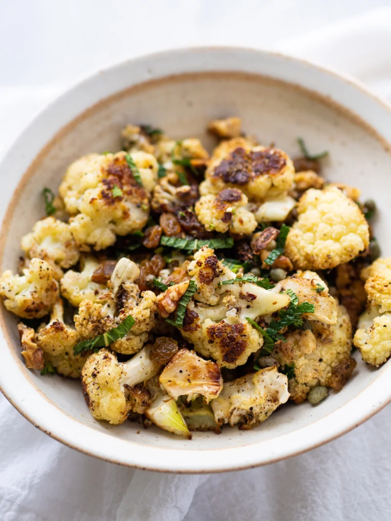 Healthy Za'atar Roasted Cauliflower with Golden Raisins