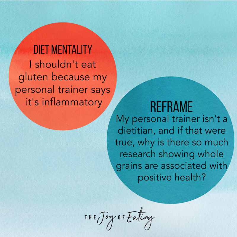 How to Reframe Diet Mentality Thoughts in Intuitive Eating