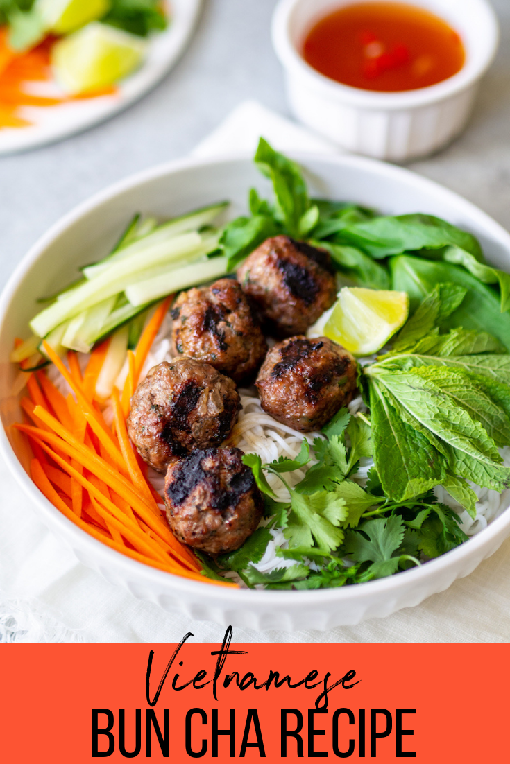 If you love Vietnamese food, you have to try this bun cha recipe! Made by serving grilled pork meatballs over rice noodles with fresh herbs and veggies and a dipping sauce! #rachaelhartleynutrition #thejoyofeating #buncha #vietnamesefood #vietnamese…