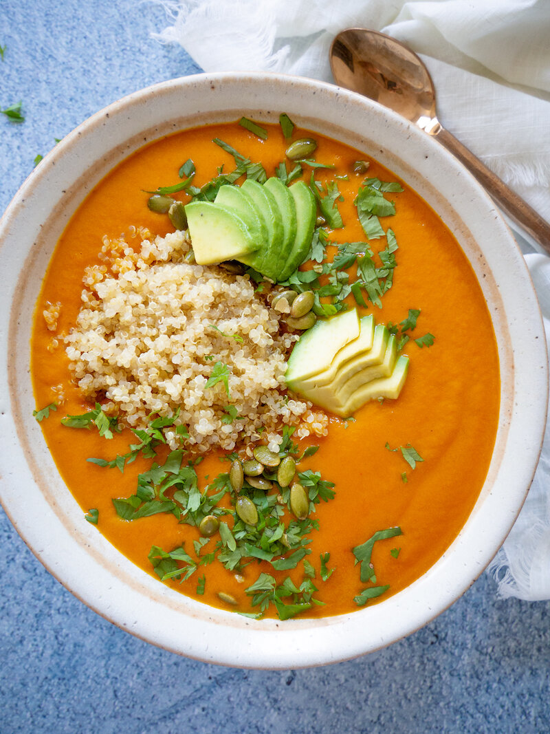 Creamy Tomato Carrot Soup with Red Curry