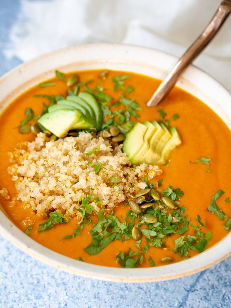 Thai-Inspired Tomato Carrot Soup with Red Curry