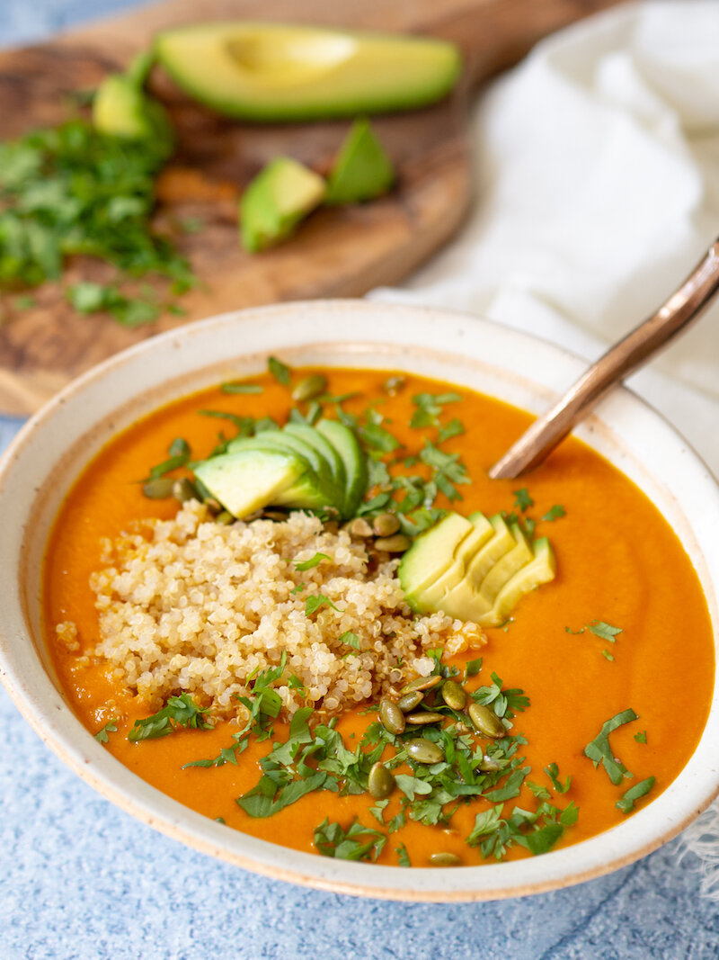 Vegan Tomato Carrot Soup with Red Curry