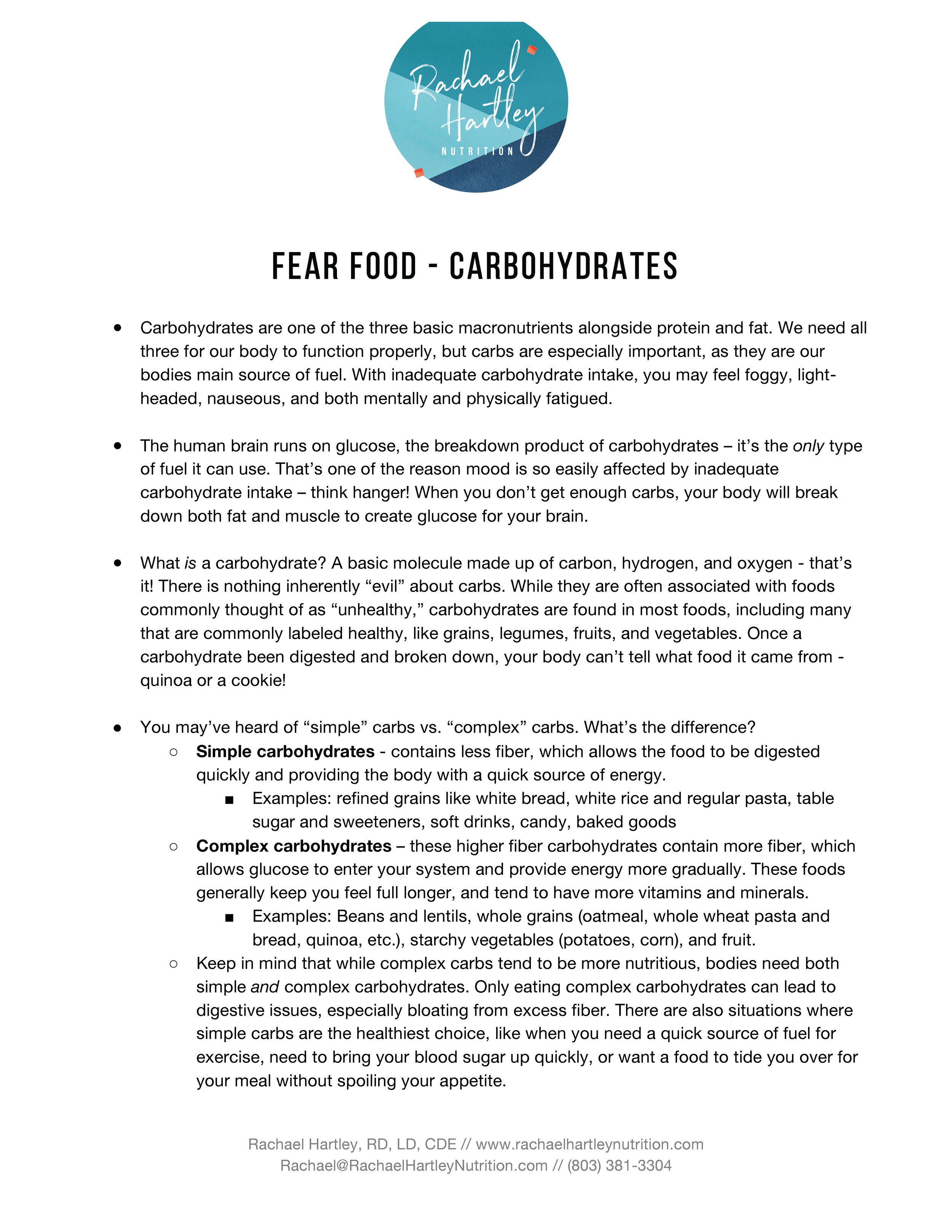 Fear Food - Carbohydrates