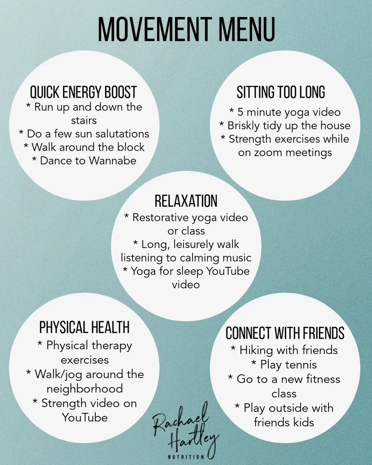 Intuitive Movement: How to Build a Movement Menu — Registered Dietitian ...