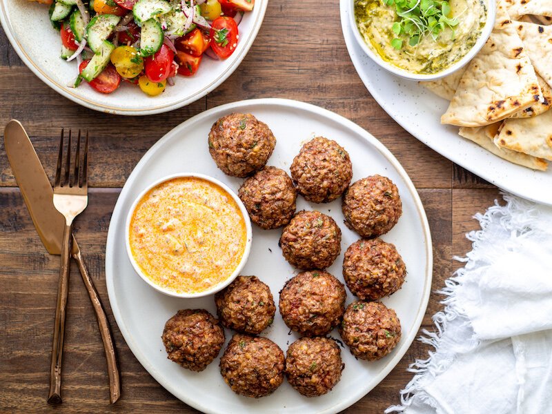 Vegetarian Kofte with Harissa Yogurt Sauce