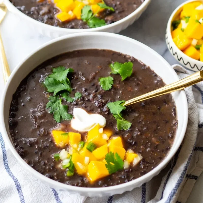 Instant Pot Black Bean Soup with Mango Salsa 