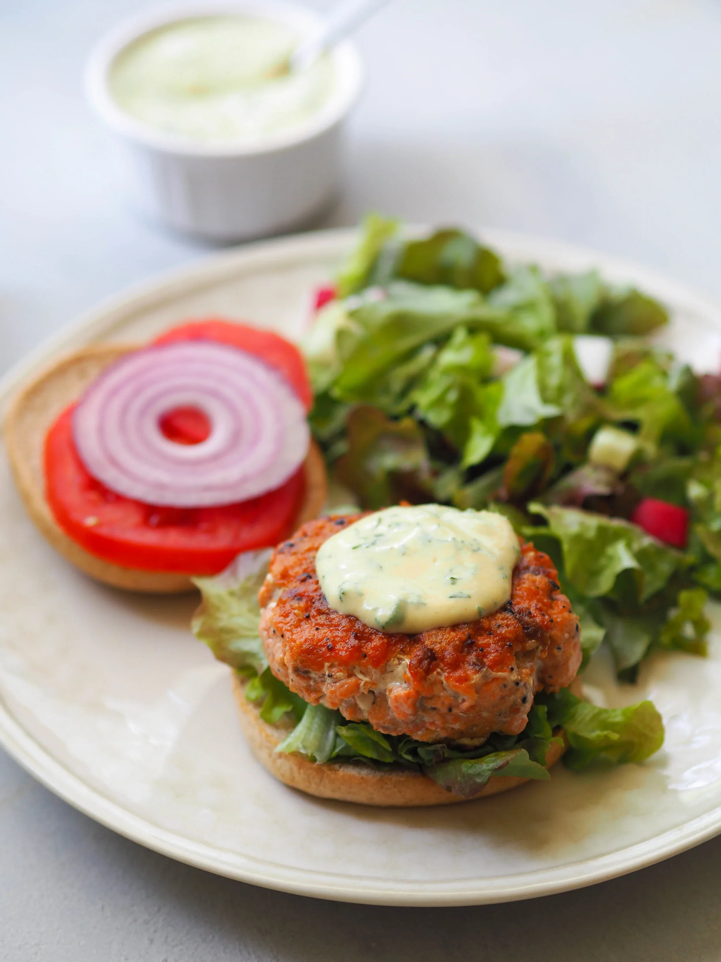 Everything Bagel Salmon Burger