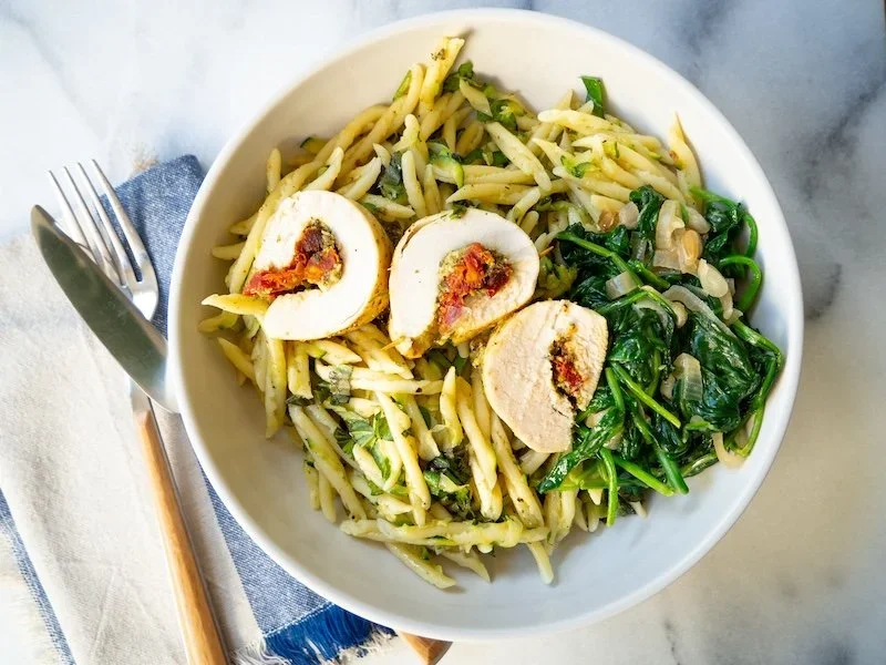 Pesto and Sun-Dried Tomato Chicken Roulades