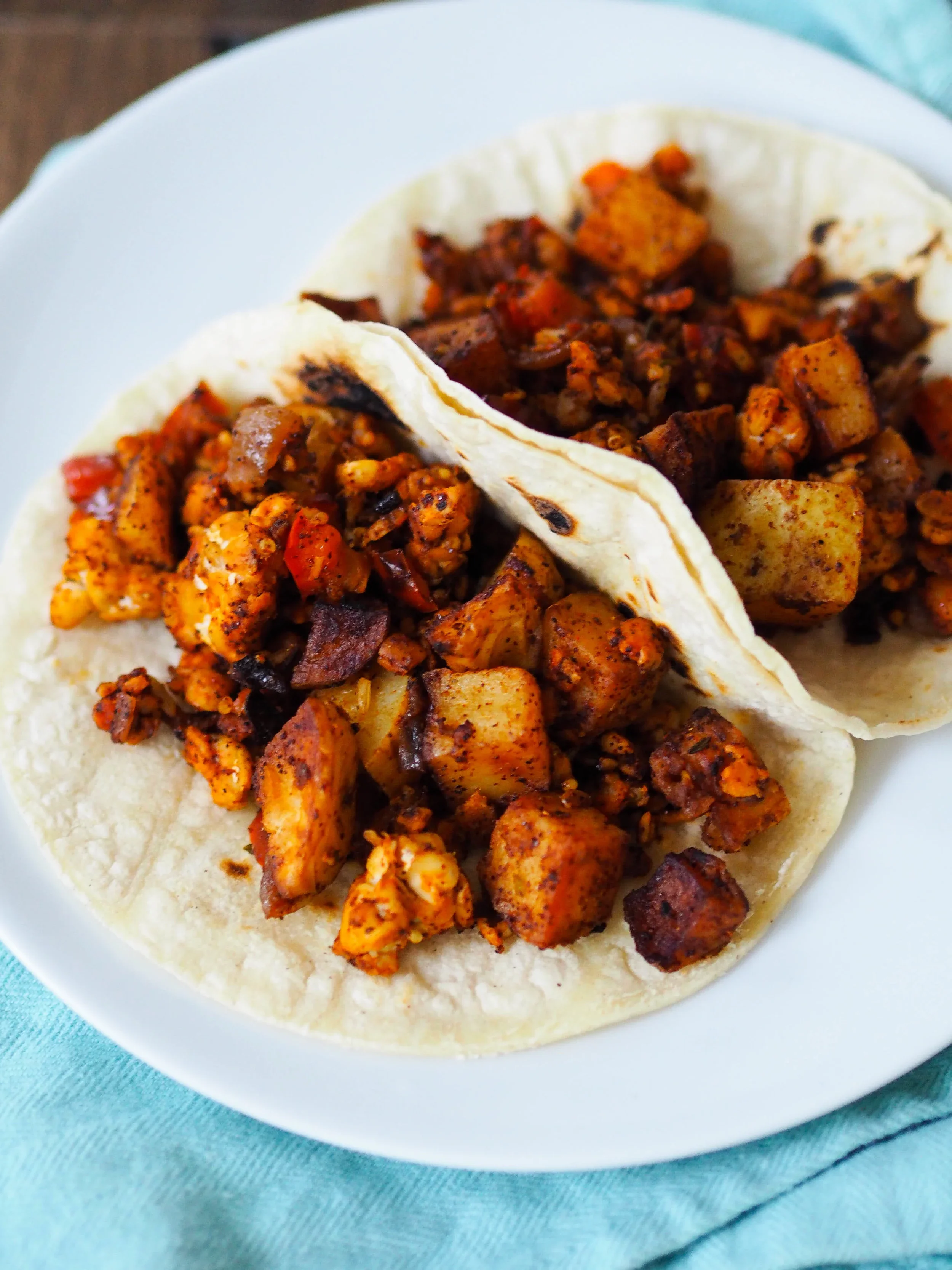 Vegan Chorizo Potato Tacos 